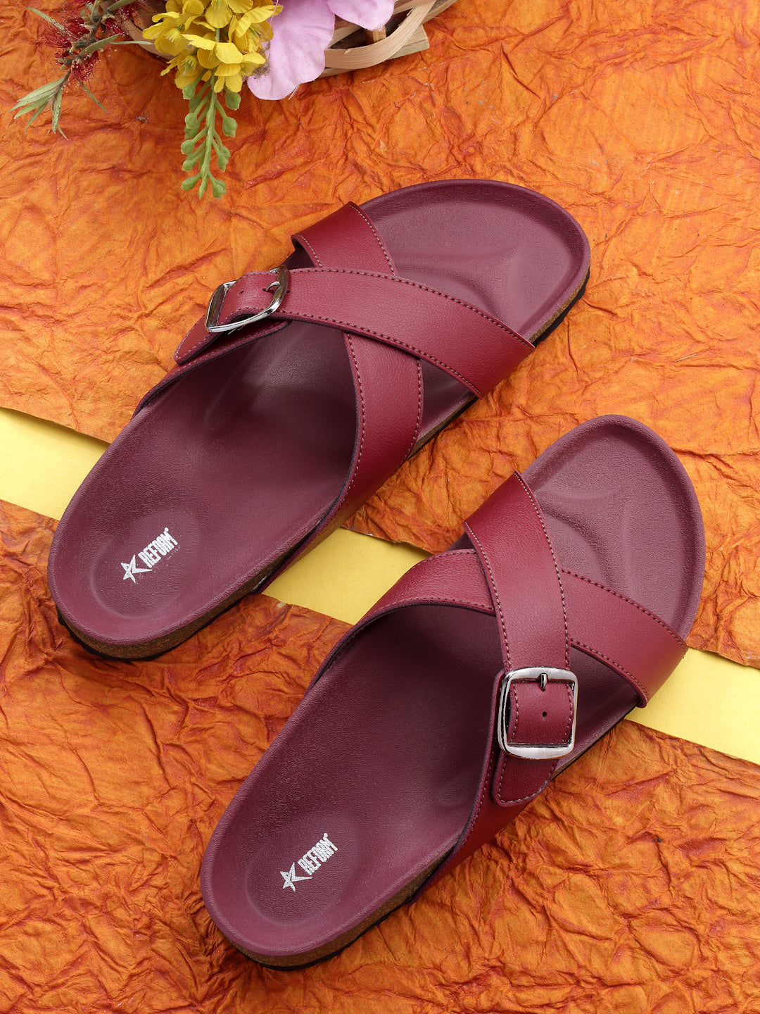 Women's Stylish Maroon Synthetic Leather Casual Sandal
