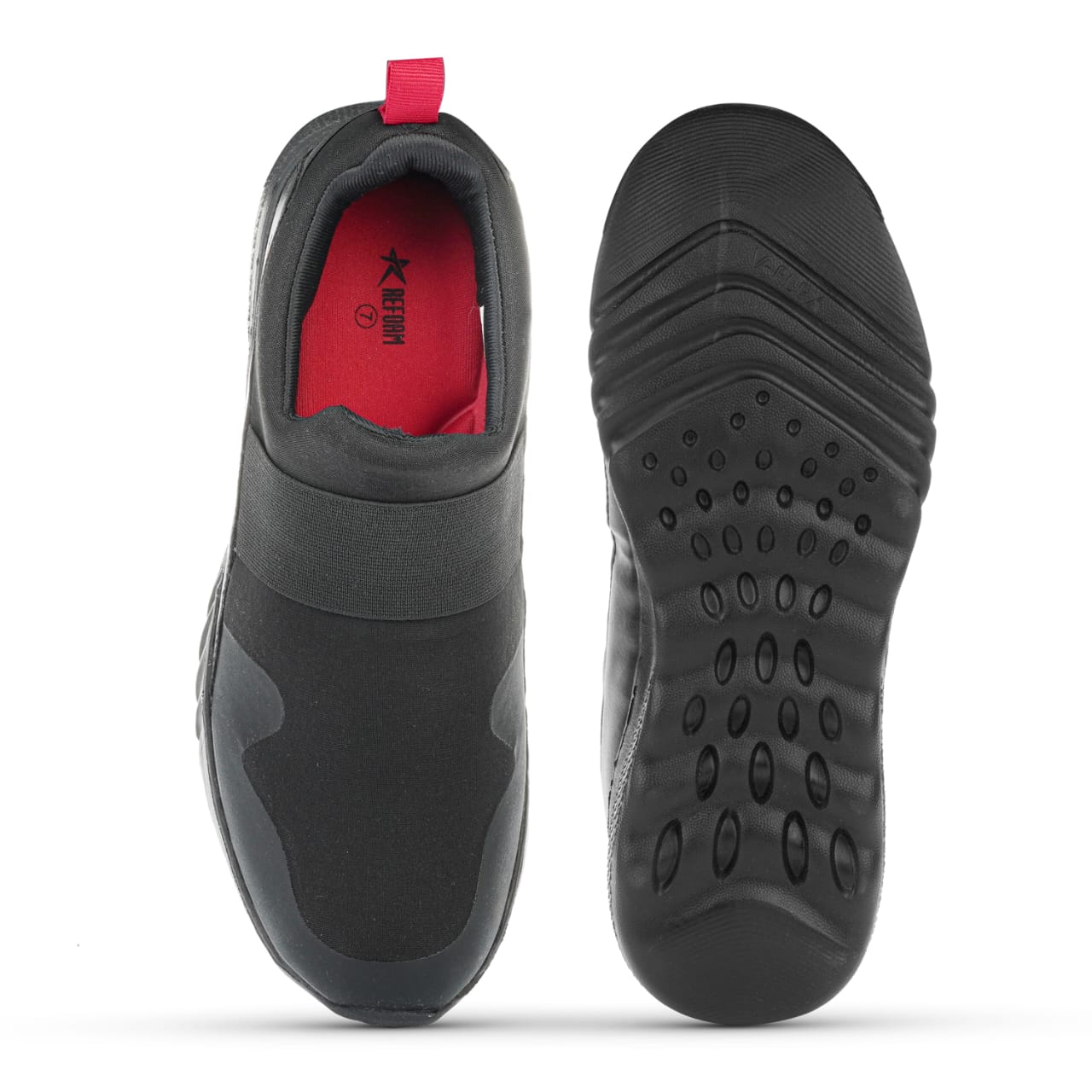 Black Solid Textile Slip On Running Sport Shoes For Men