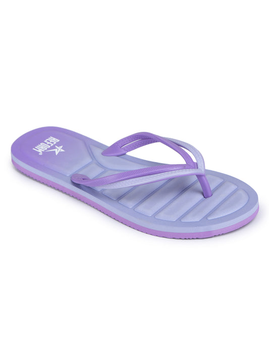 Purple Solid Rubber Slip On Casual Slippers For Women