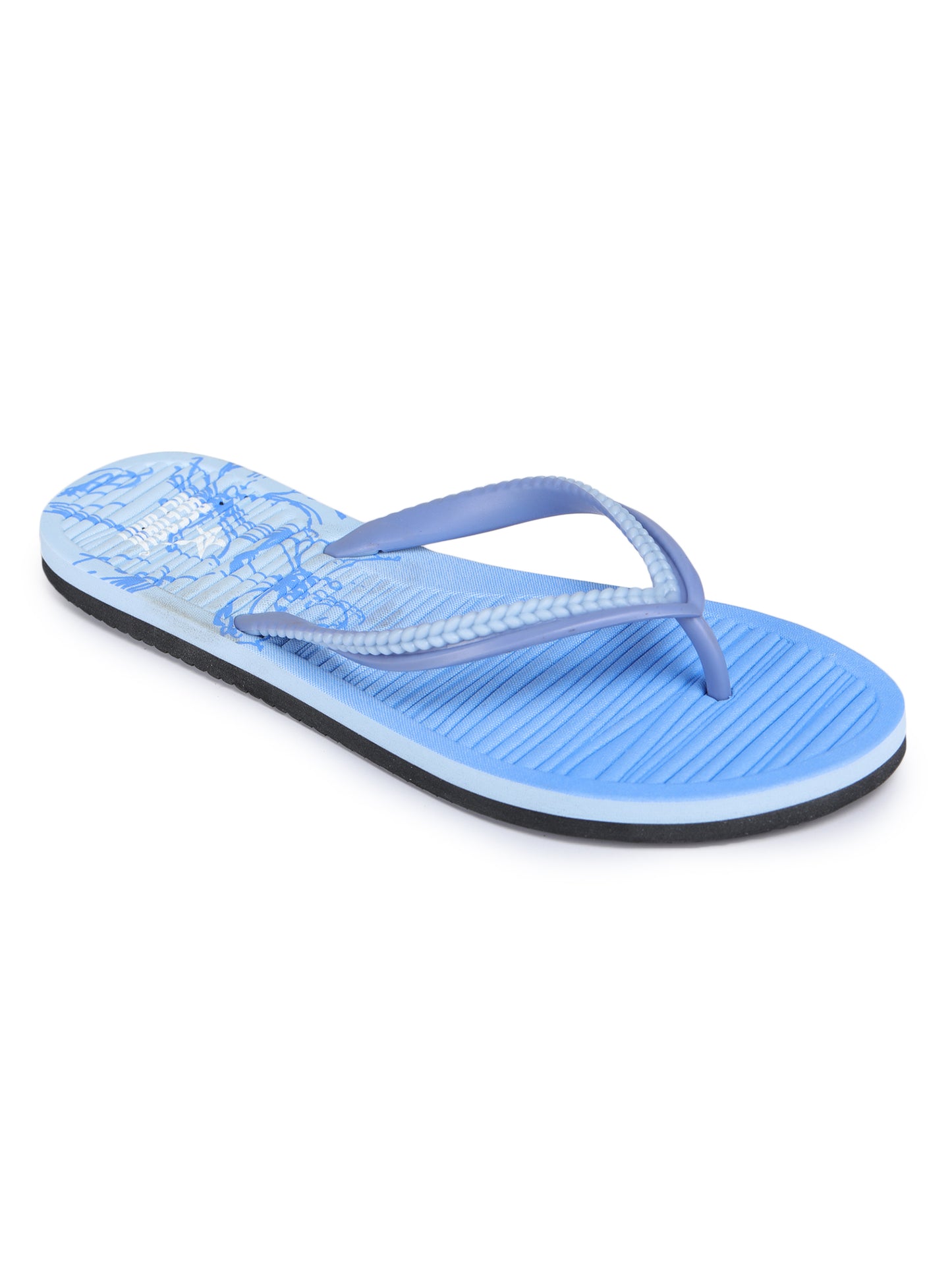 Blue Solid Rubber Slip On Casual Slippers For Women