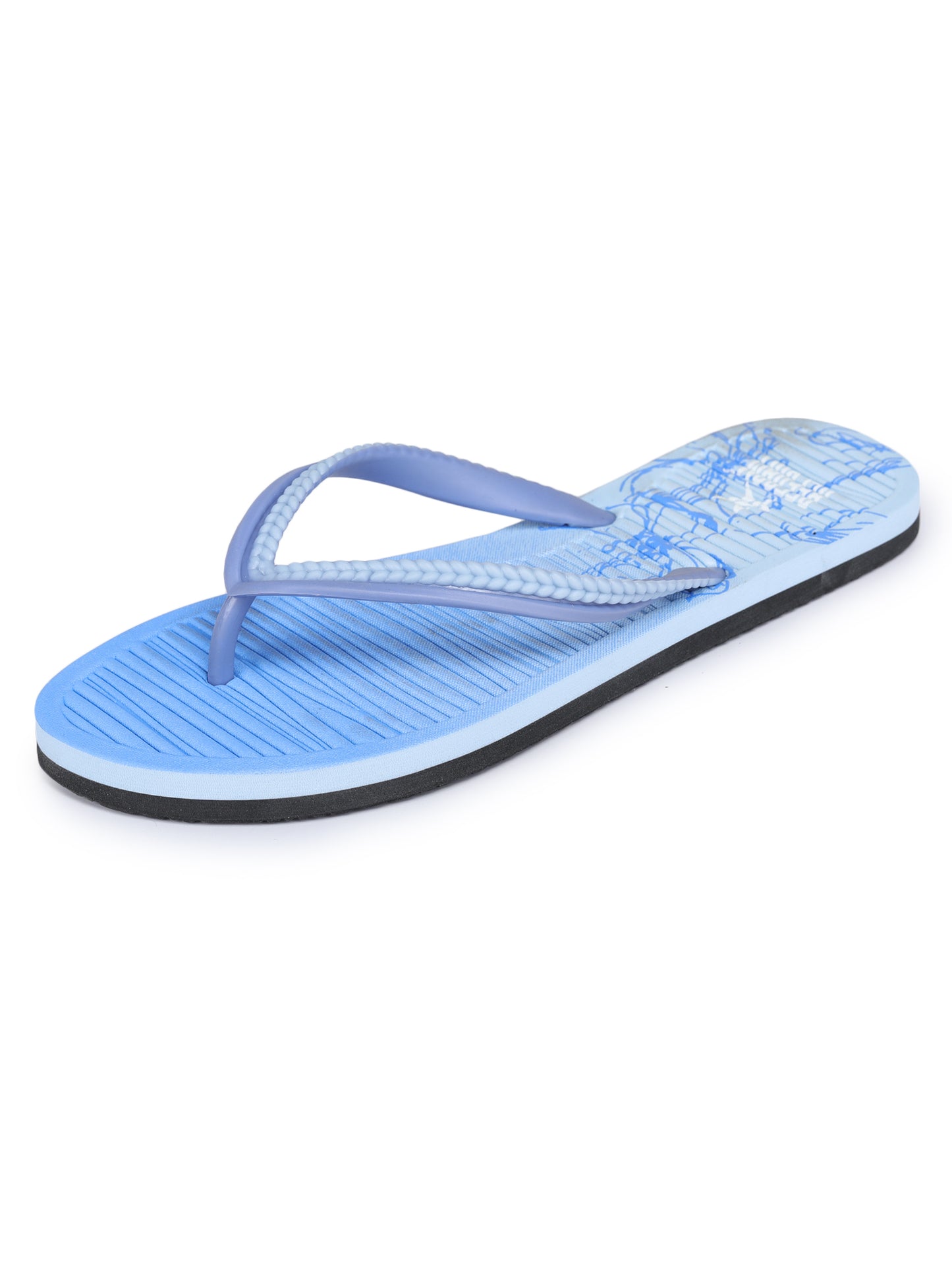 Blue Solid Rubber Slip On Casual Slippers For Women