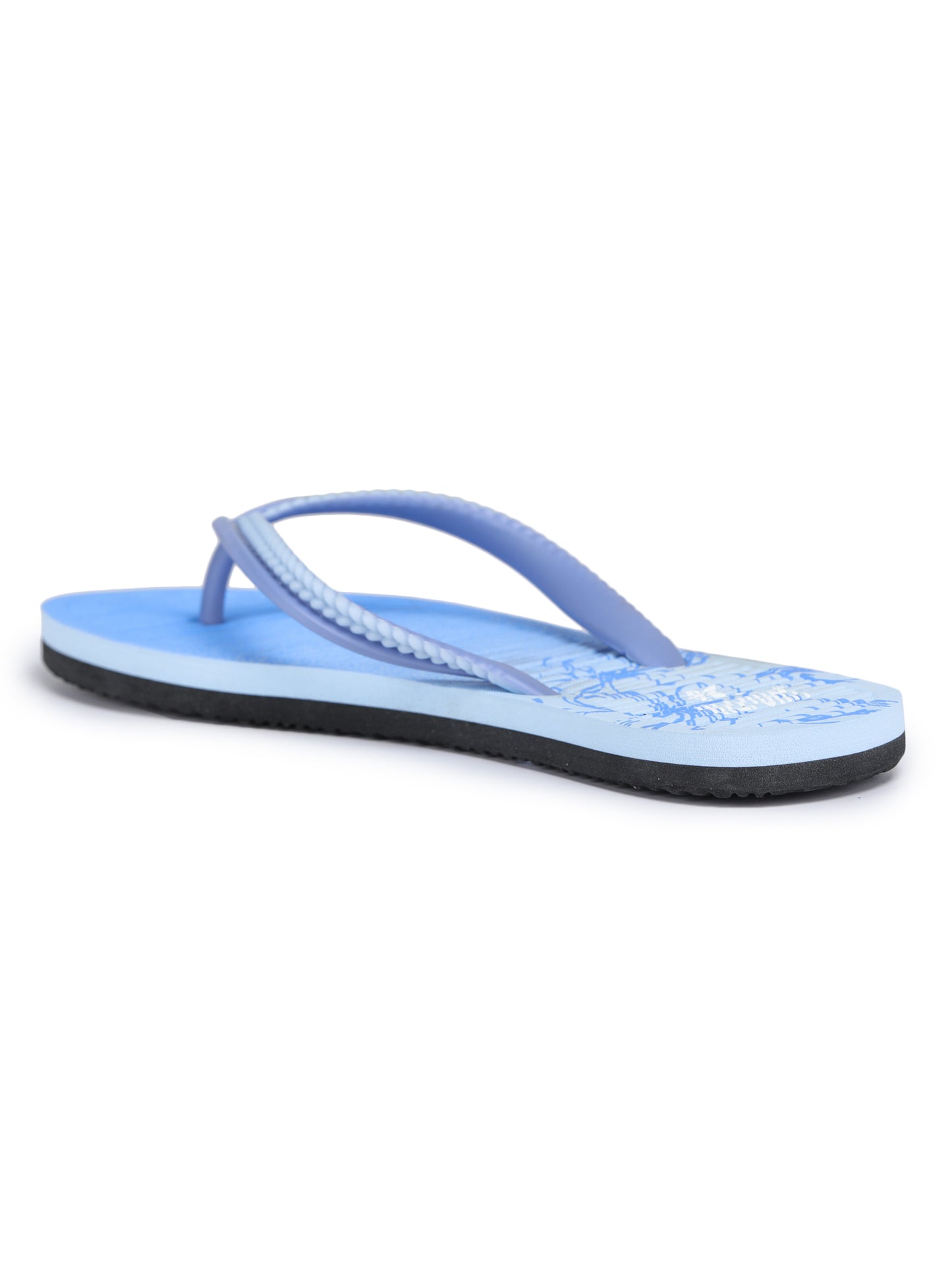 Blue Solid Rubber Slip On Casual Slippers For Women