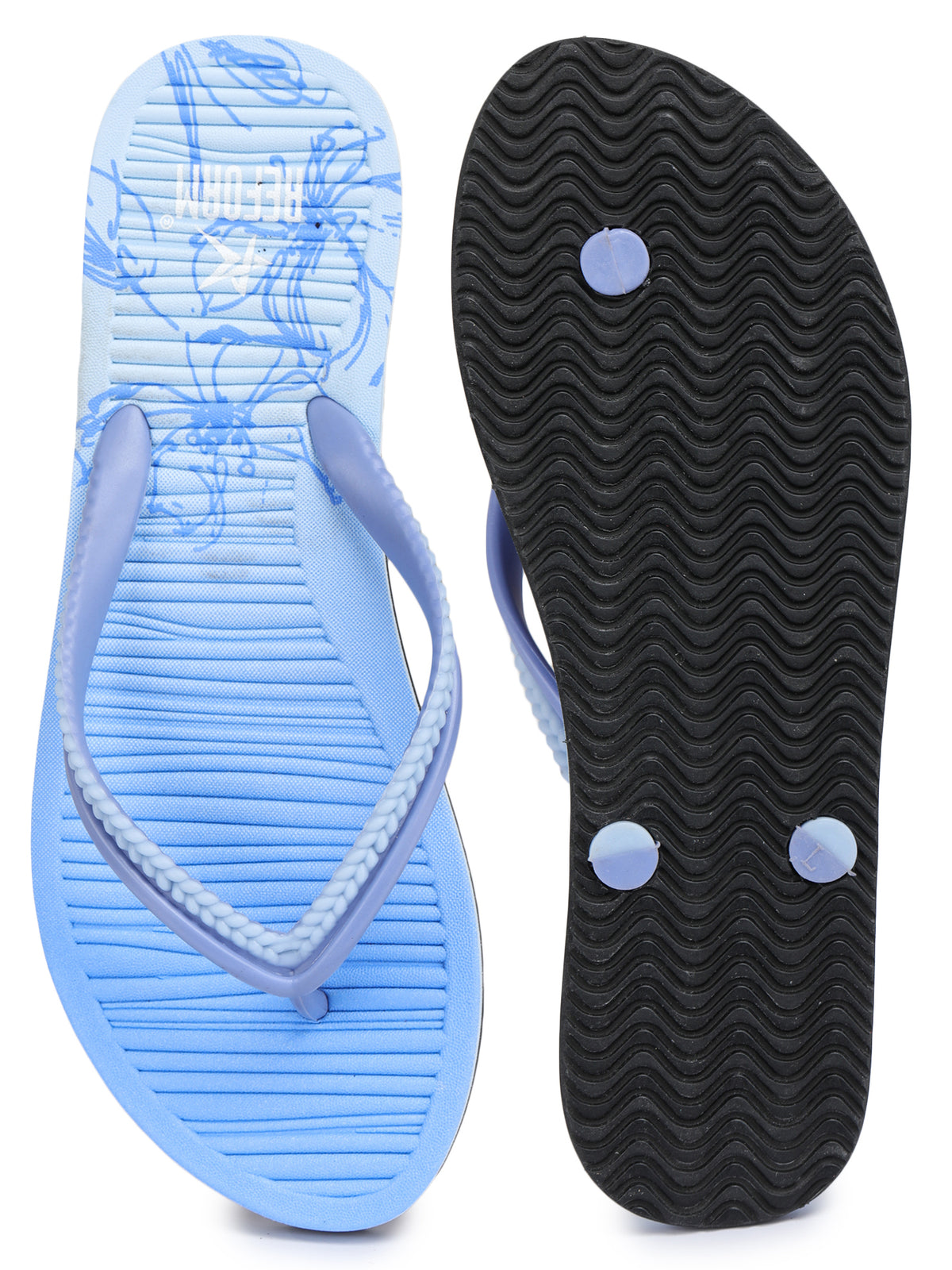 Blue Solid Rubber Slip On Casual Slippers For Women