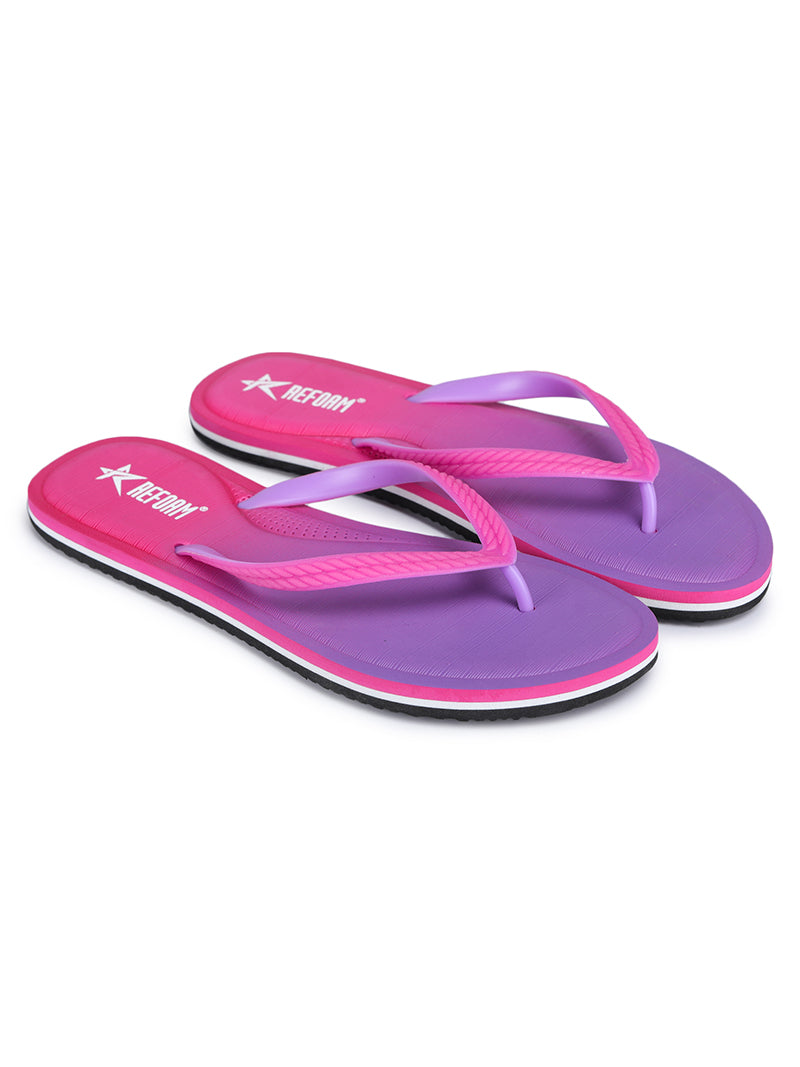 Purple Solid Rubber Slip On Casual Slippers For Women