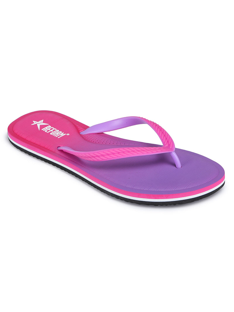 Purple Solid Rubber Slip On Casual Slippers For Women