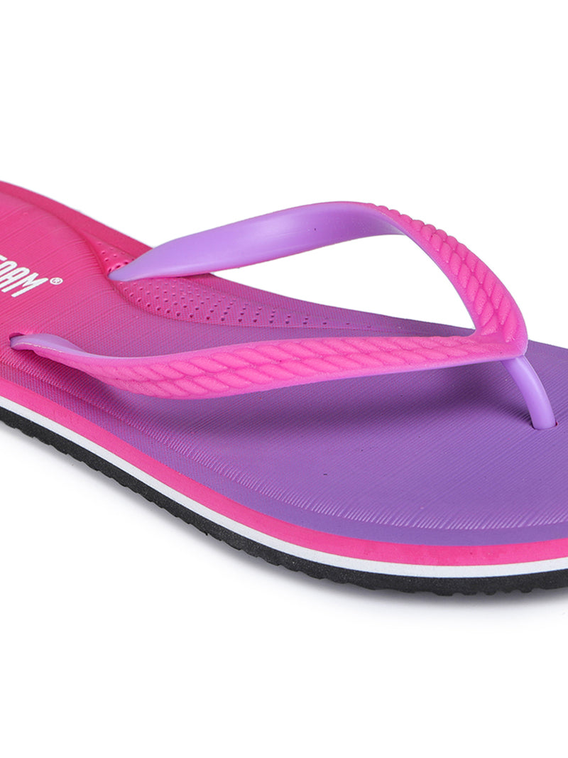 Purple Solid Rubber Slip On Casual Slippers For Women