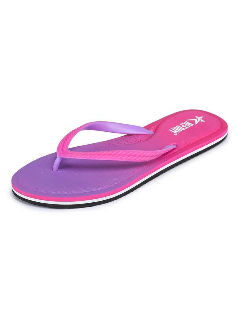 Purple Solid Rubber Slip On Casual Slippers For Women