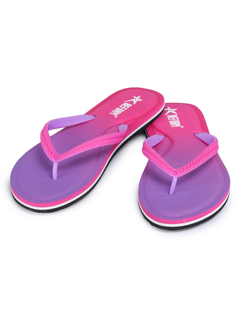 Purple Solid Rubber Slip On Casual Slippers For Women