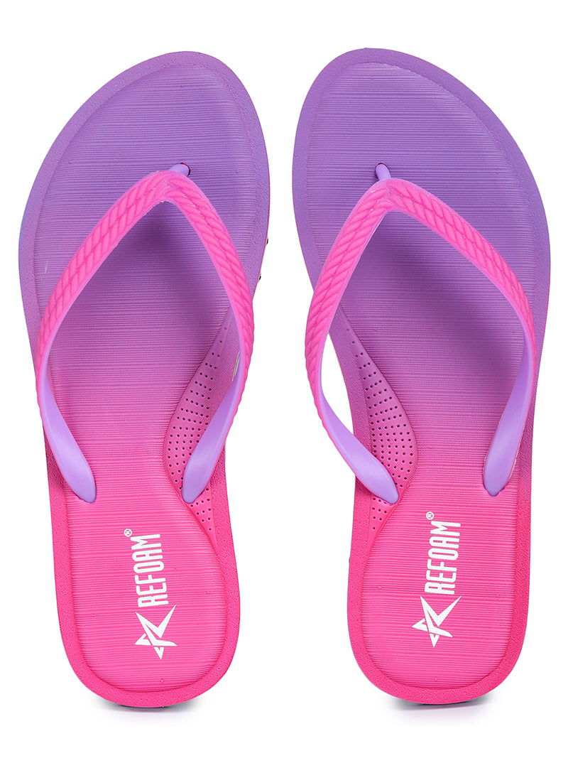 Purple Solid Rubber Slip On Casual Slippers For Women