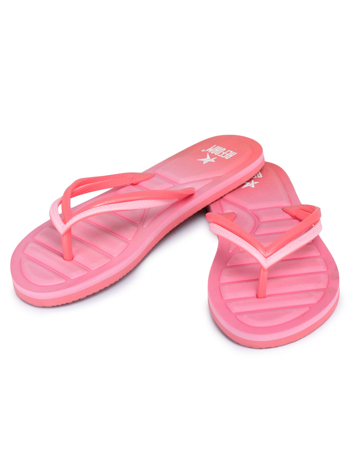 Pink Solid Rubber Slip On Casual Slippers For Women