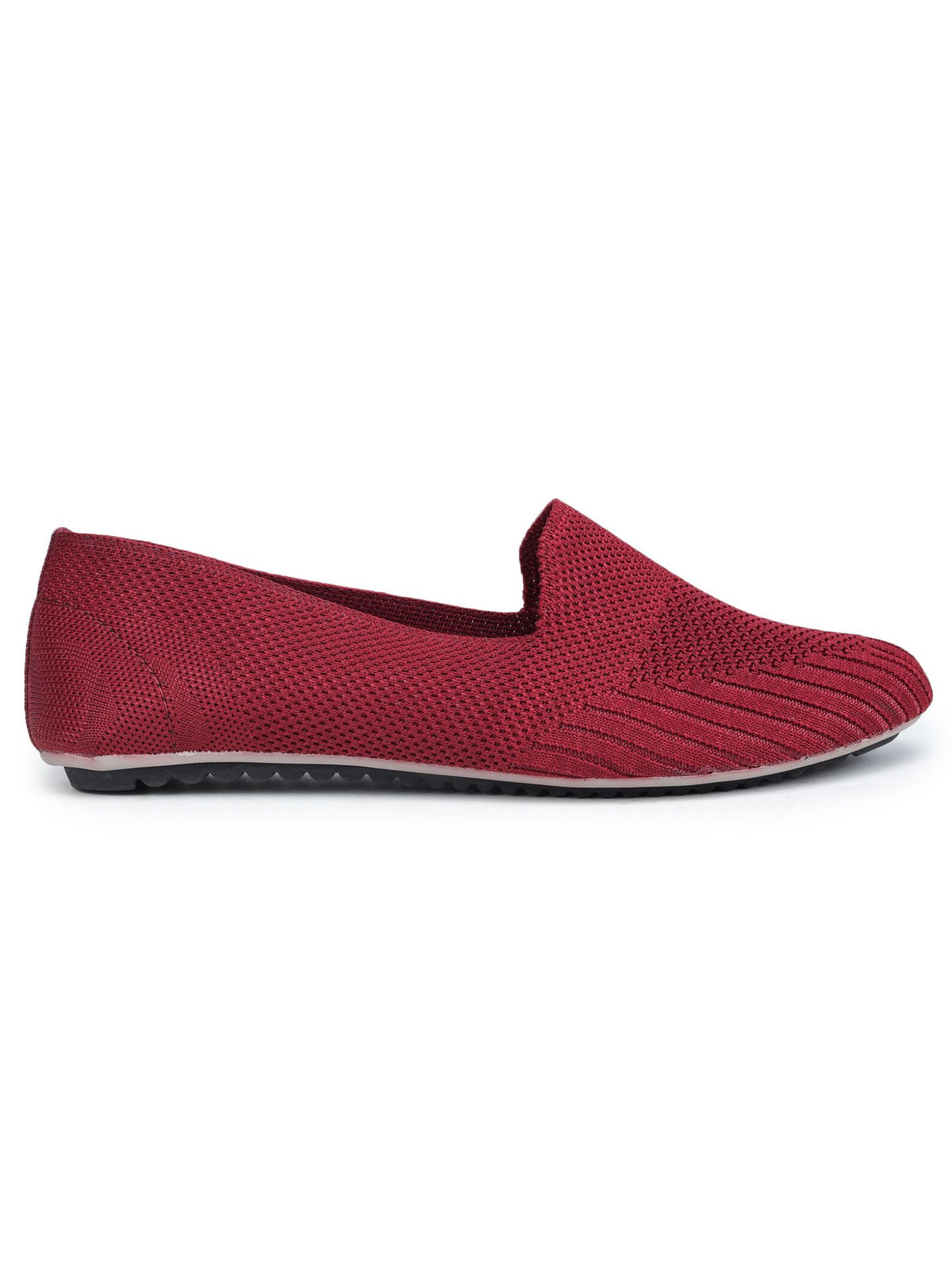 Maroon Solid Textile Slip On Casual Bellies for Women