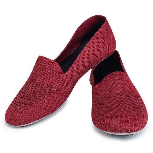 Load image into Gallery viewer, Maroon Solid Textile Slip On Casual Bellies for Women
