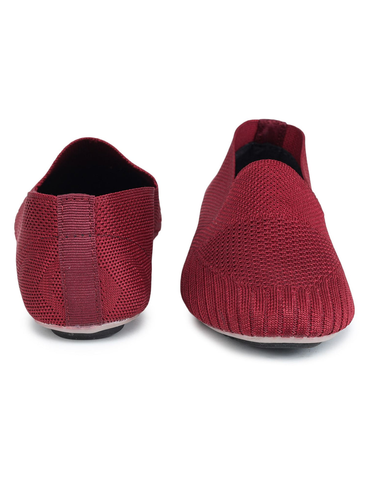 Maroon Solid Textile Slip On Casual Bellies for Women
