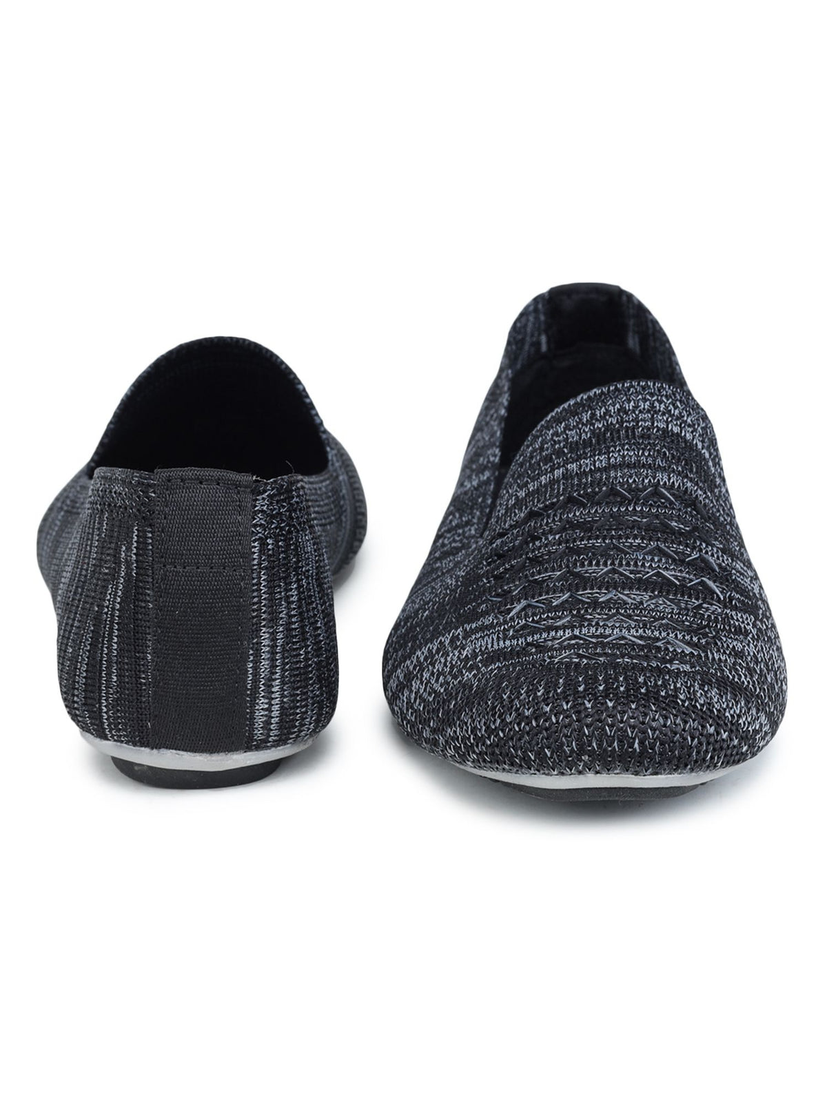 Black Solid Textile Slip On Casual Bellies for Women