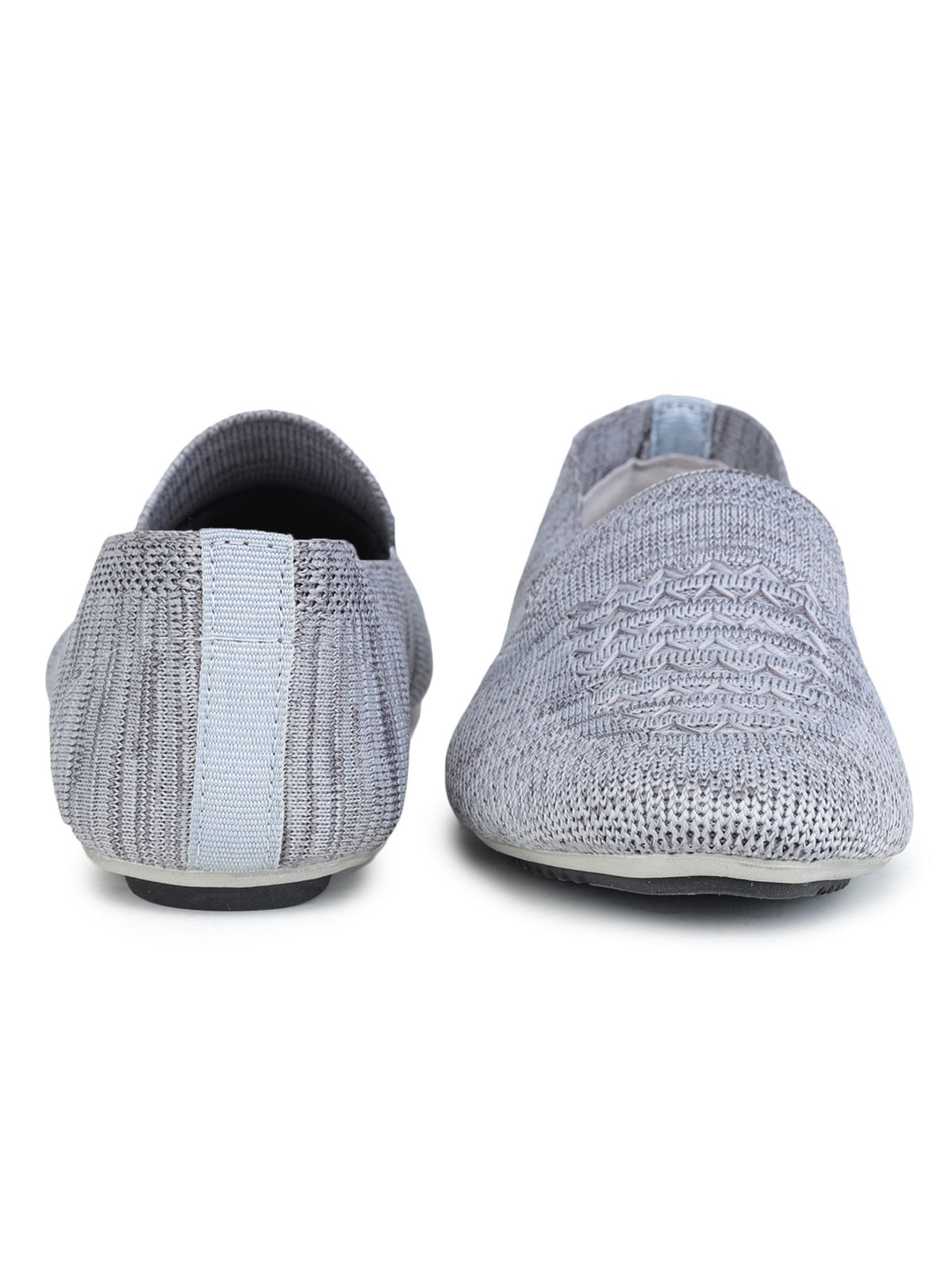 Grey Solid Textile Slip On Casual Bellies for Women