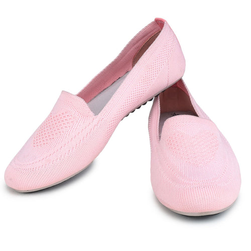 Load image into Gallery viewer, Pink Solid Textile Slip On Casual Bellies for Women
