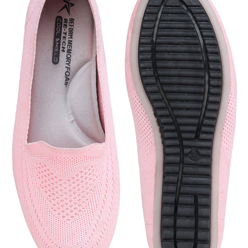 Load image into Gallery viewer, Pink Solid Textile Slip On Casual Bellies for Women
