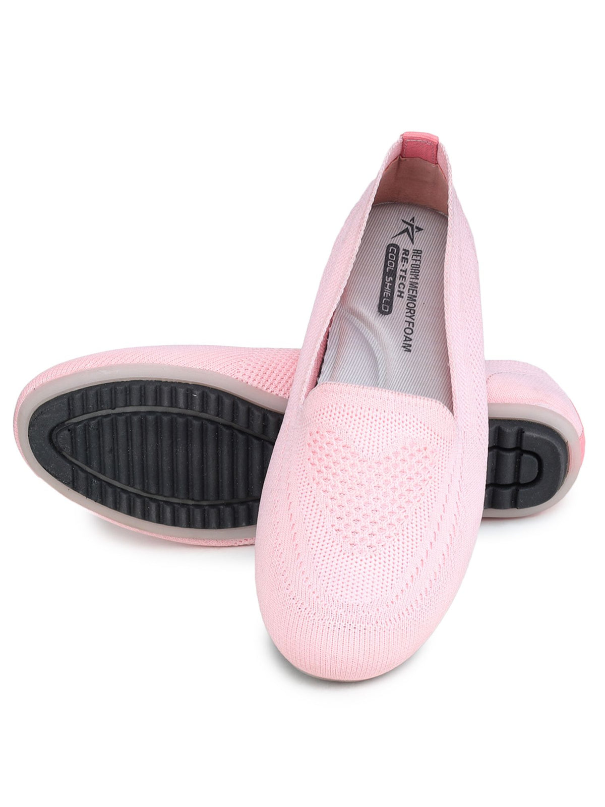 Pink Solid Textile Slip On Casual Bellies for Women