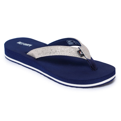 Load image into Gallery viewer, Navy Blue Solid Mesh Slip On Casual Slippers For Women
