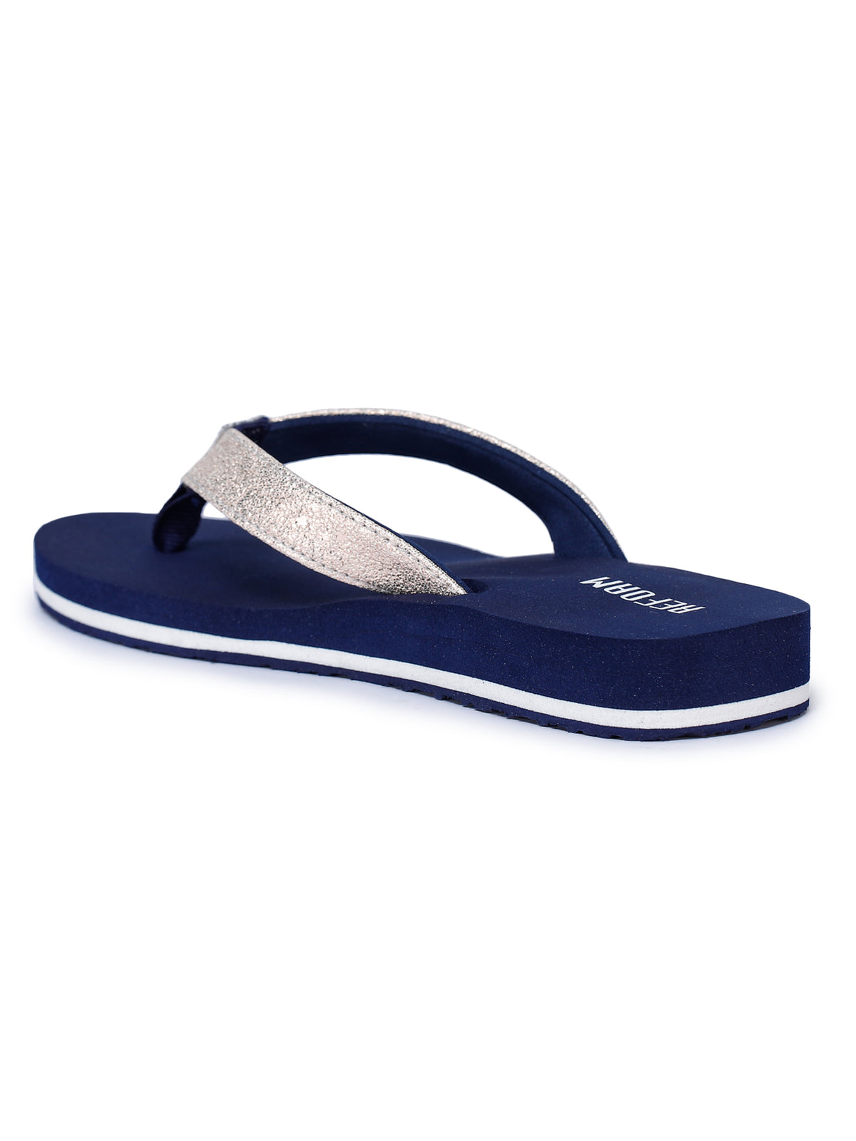 Navy Blue Solid Mesh Slip On Casual Slippers For Women