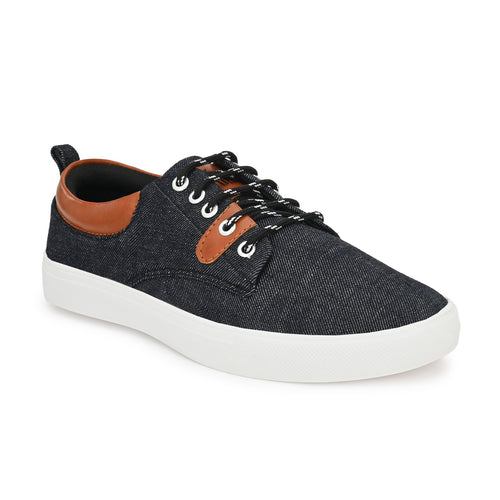 Load image into Gallery viewer, Navy Blue Solid Synthetic Leather Lace Up Lifestyle Casual Shoes For Men
