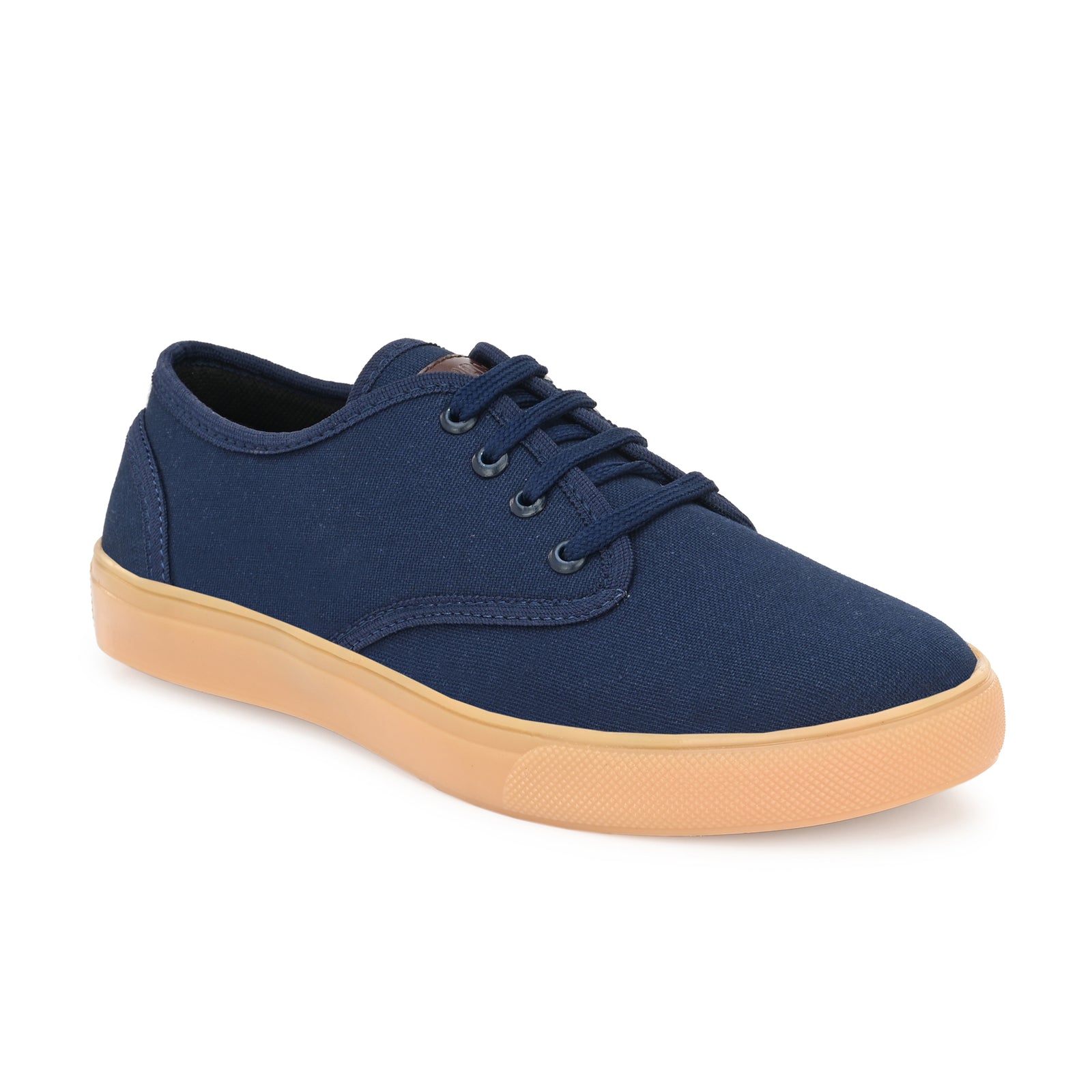 Navy Blue Solid Synthetic Leather Lace Up Lifestyle Casual Shoes For Men