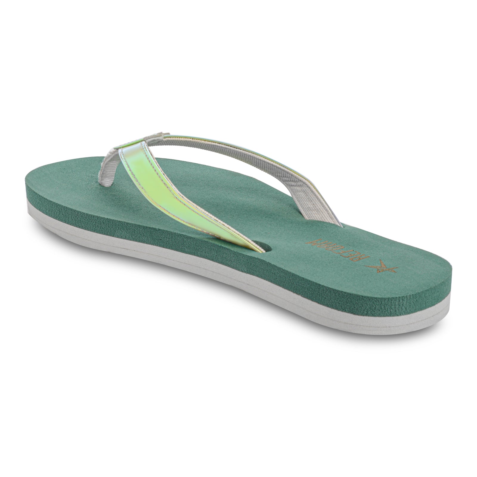 Green Solid Textile Slip On Casual Slippers For Women