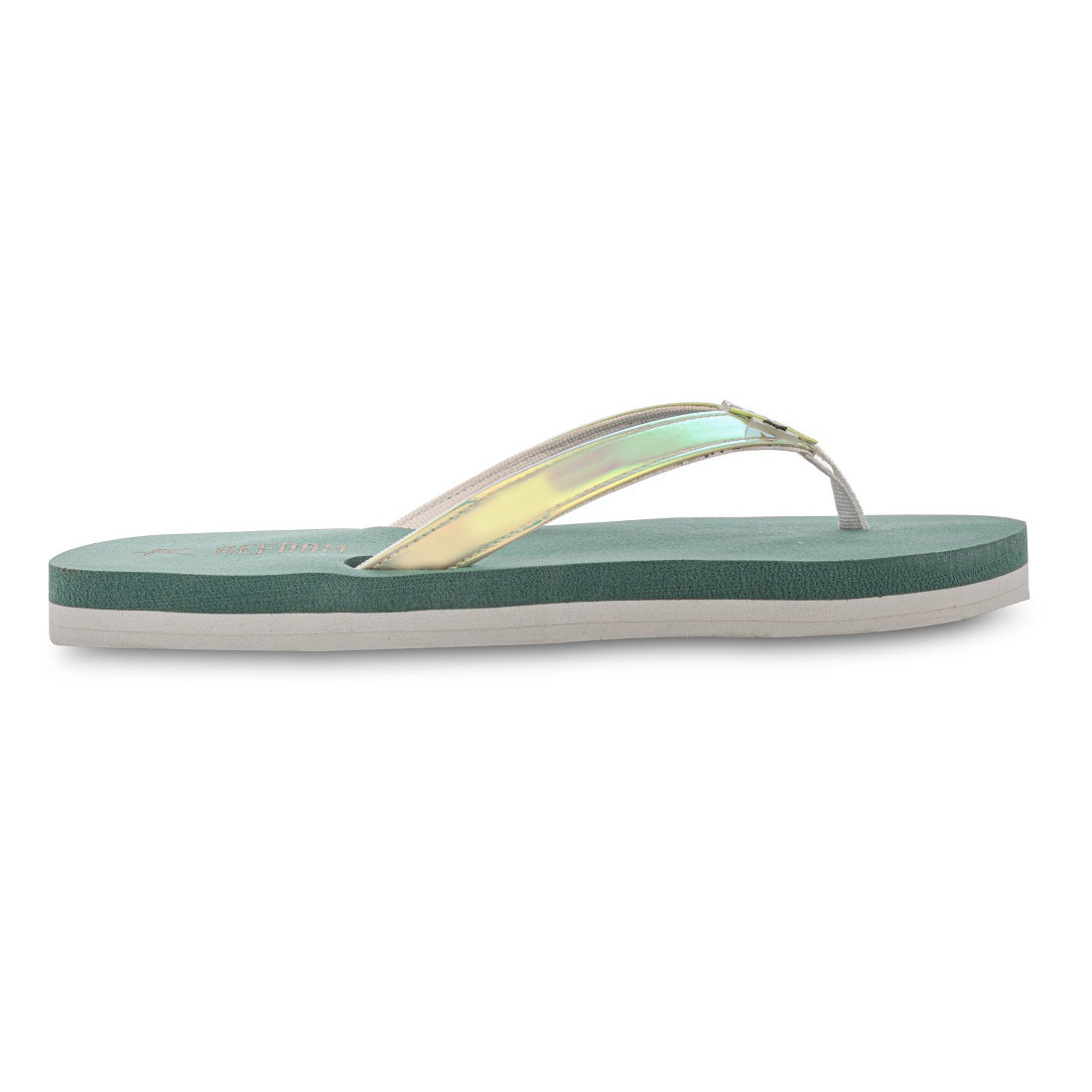 Green Solid Textile Slip On Casual Slippers For Women