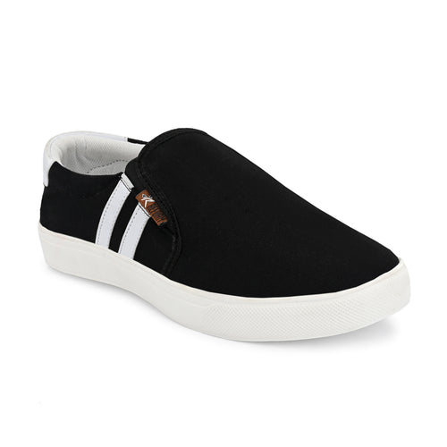 Load image into Gallery viewer, Black Solid Canvas Slip On Lifestyle Casual Shoes For Men
