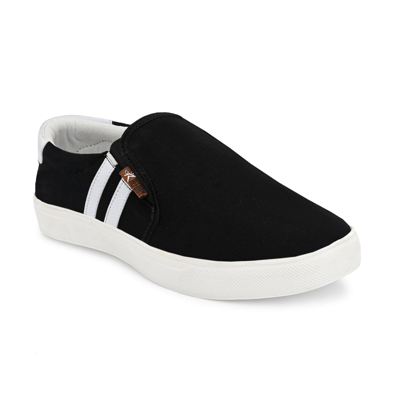 Black Solid Canvas Slip On Lifestyle Casual Shoes For Men