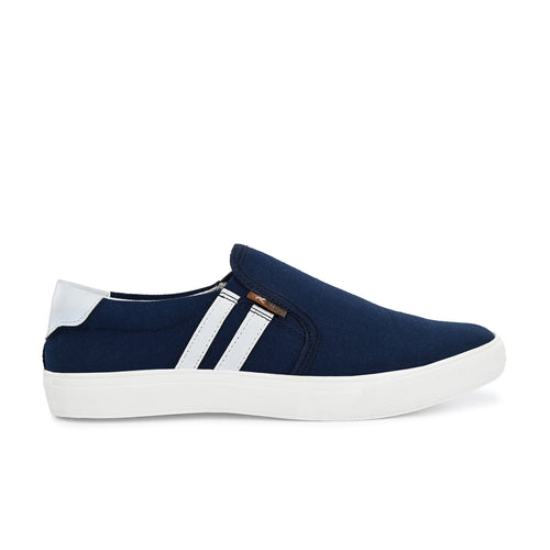 Load image into Gallery viewer, Blue Solid Canvas Slip On Lifestyle Casual Shoes For Men
