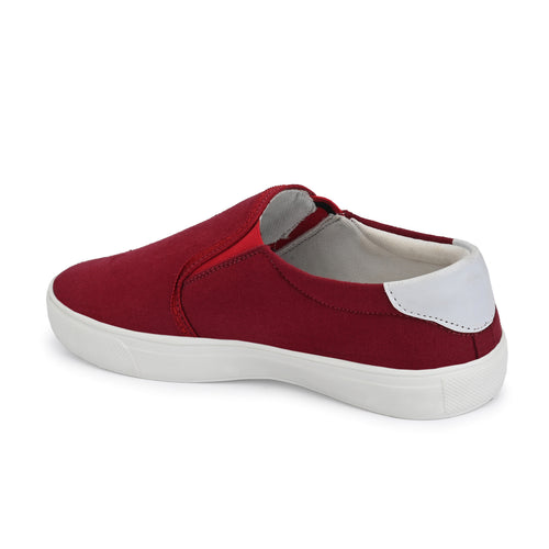 Load image into Gallery viewer, Maroon Solid Canvas Slip On Lifestyle Casual Shoes For Men

