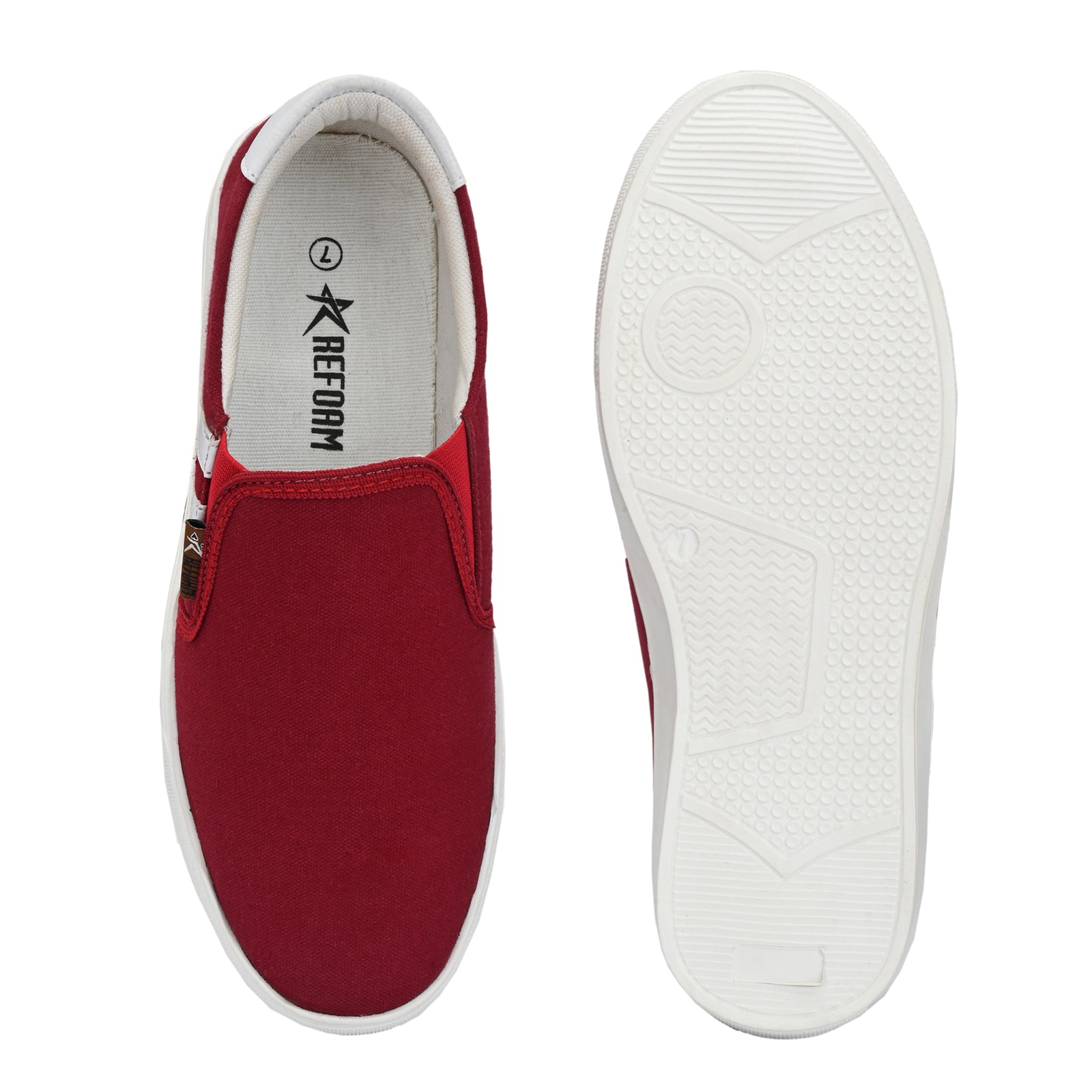 Maroon Solid Canvas Slip On Lifestyle Casual Shoes For Men