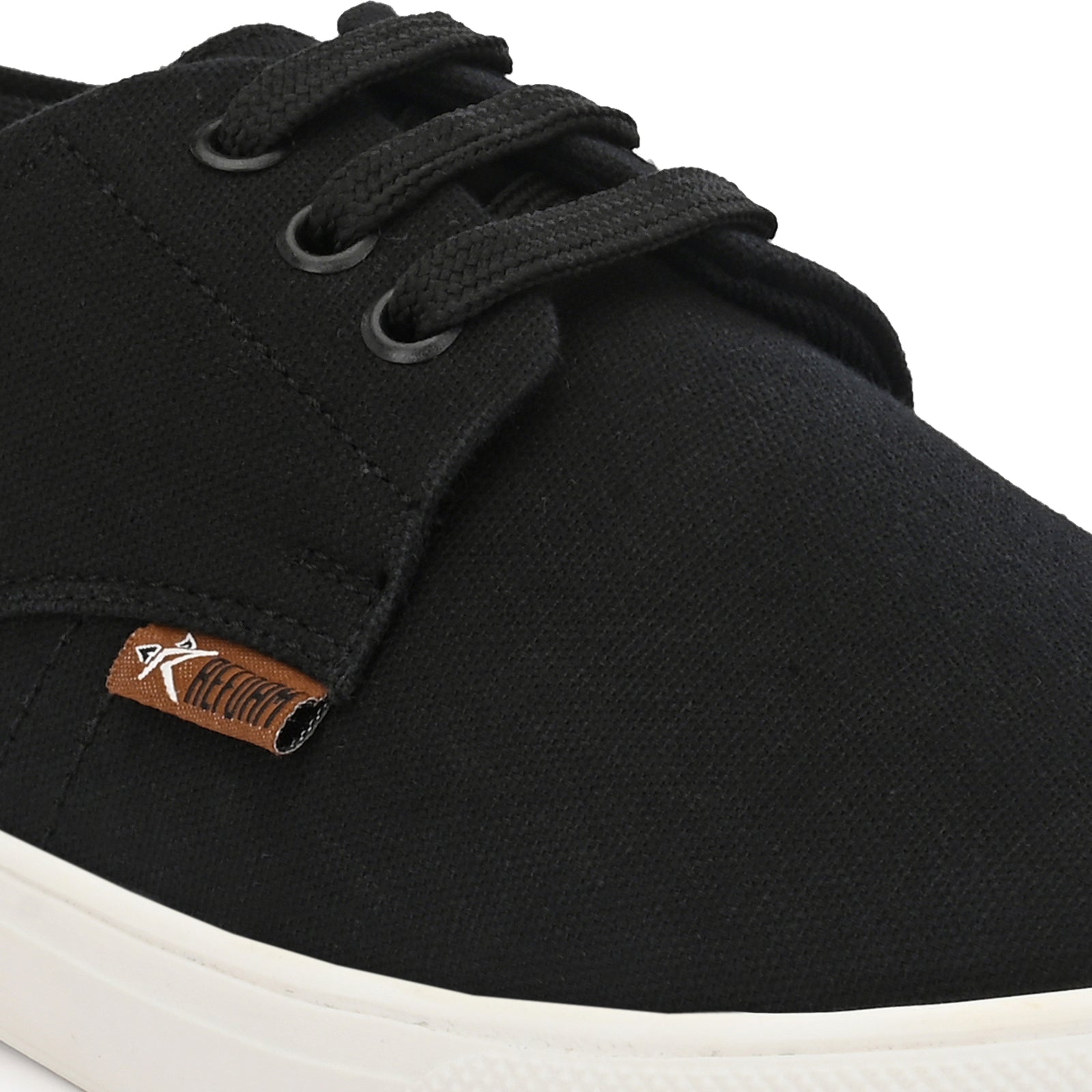 Black Solid Fabric Lace Up Lifestyle Casual Shoes For Men