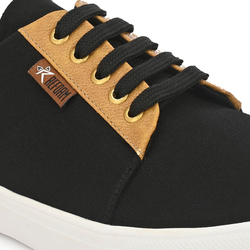 Load image into Gallery viewer, Black Solid Fabric Lace Up Lifestyle Casual Shoes For Men
