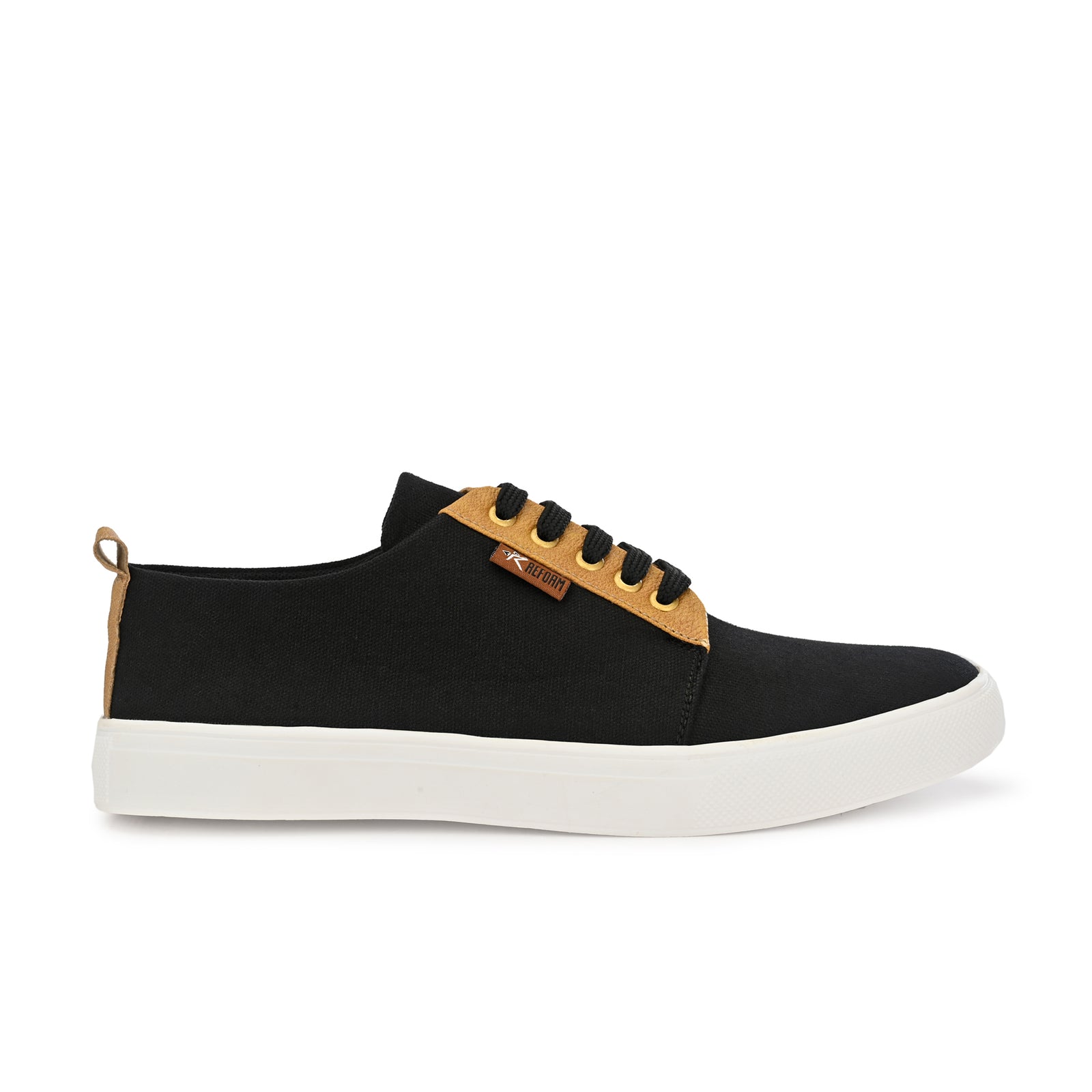 Black Solid Fabric Lace Up Lifestyle Casual Shoes For Men