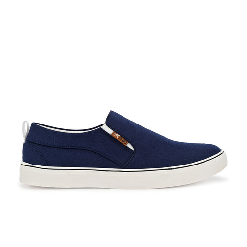 Load image into Gallery viewer, Navy Blue Solid Fabric Slip On Lifestyle Casual Shoes For Men
