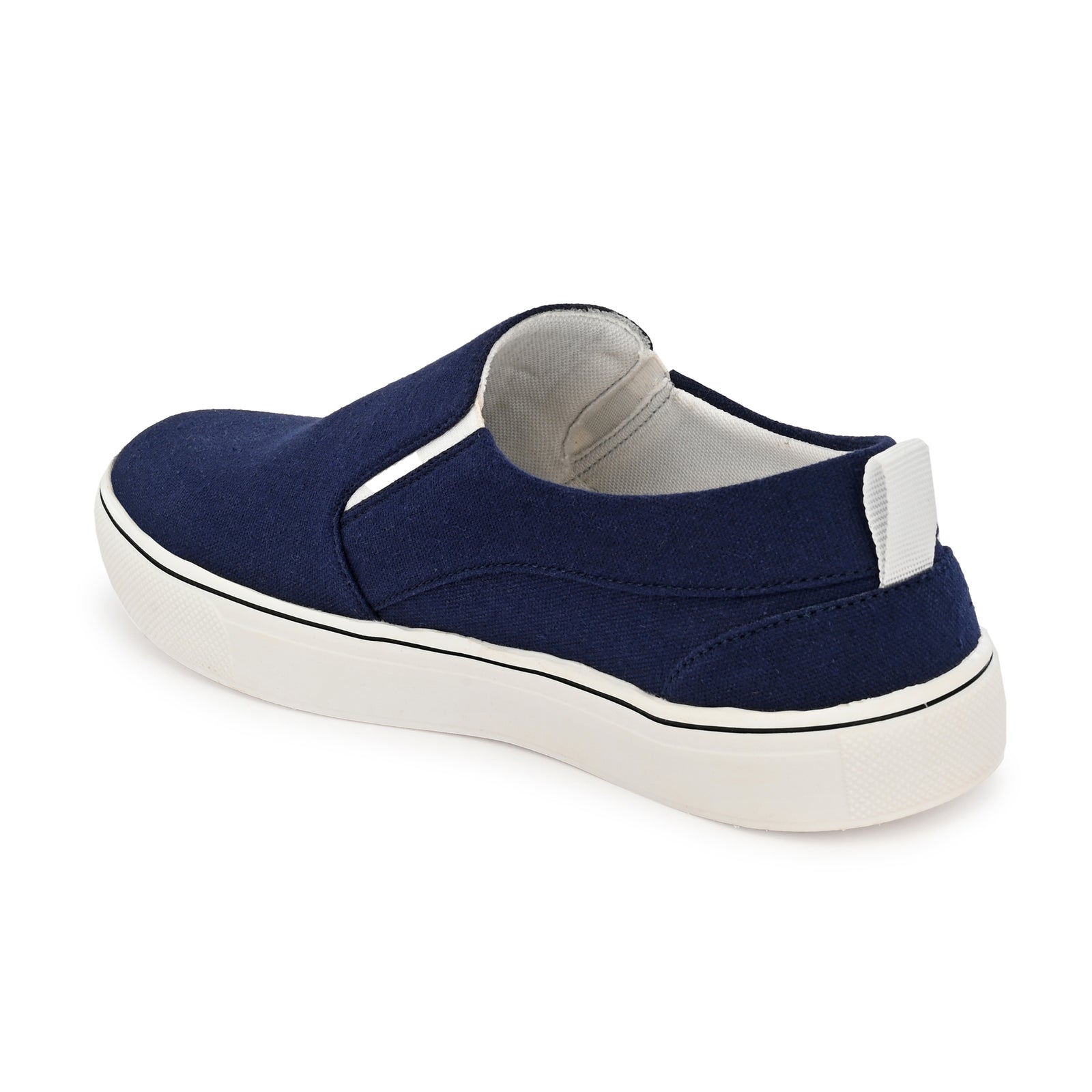 Navy Blue Solid Fabric Slip On Lifestyle Casual Shoes For Men