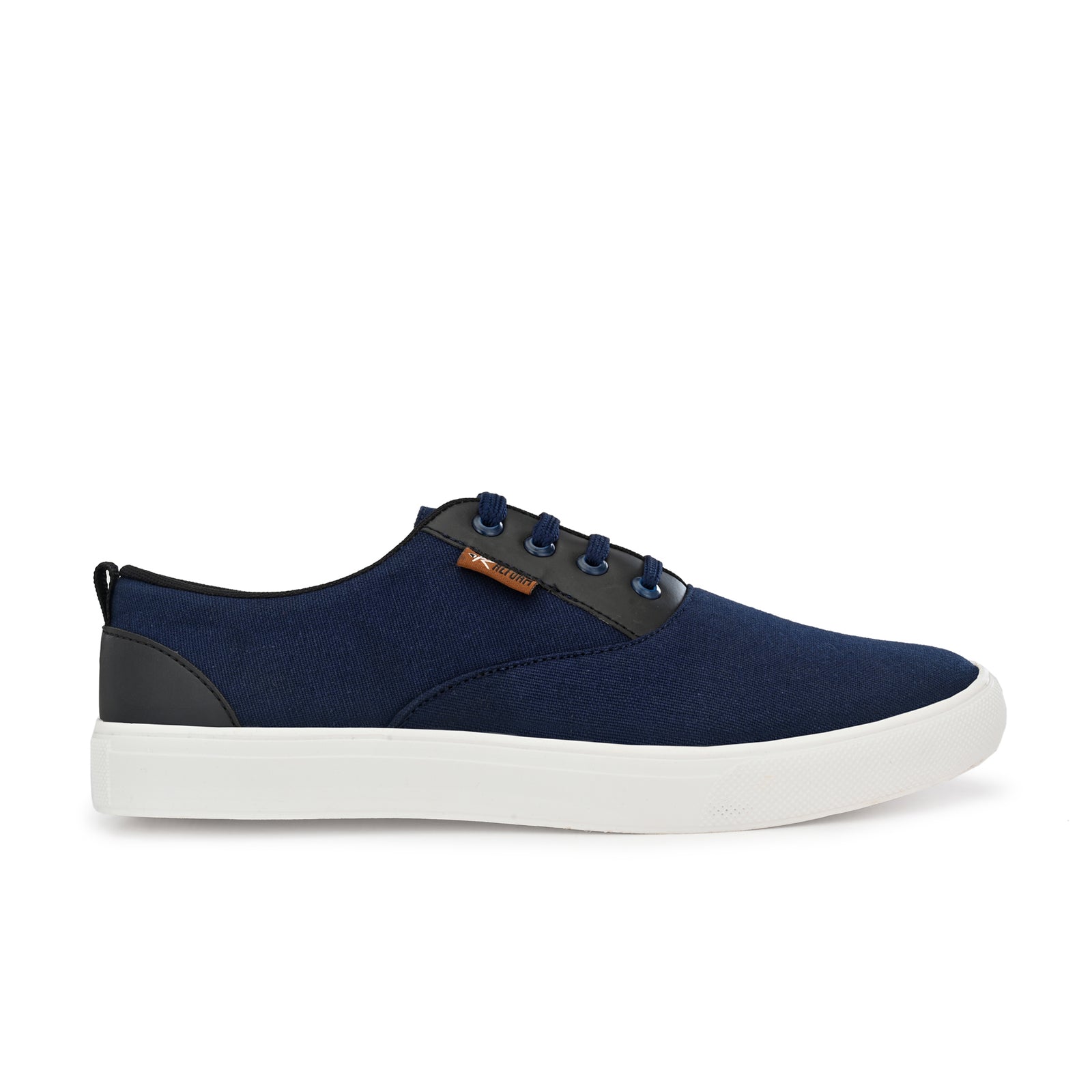 Navy Blue Solid Fabric Lace Up Lifestyle Casual Shoes For Men