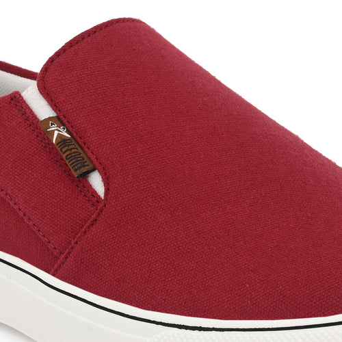 Load image into Gallery viewer, Maroon Solid Fabric Slip On Lifestyle Casual Shoes For Men
