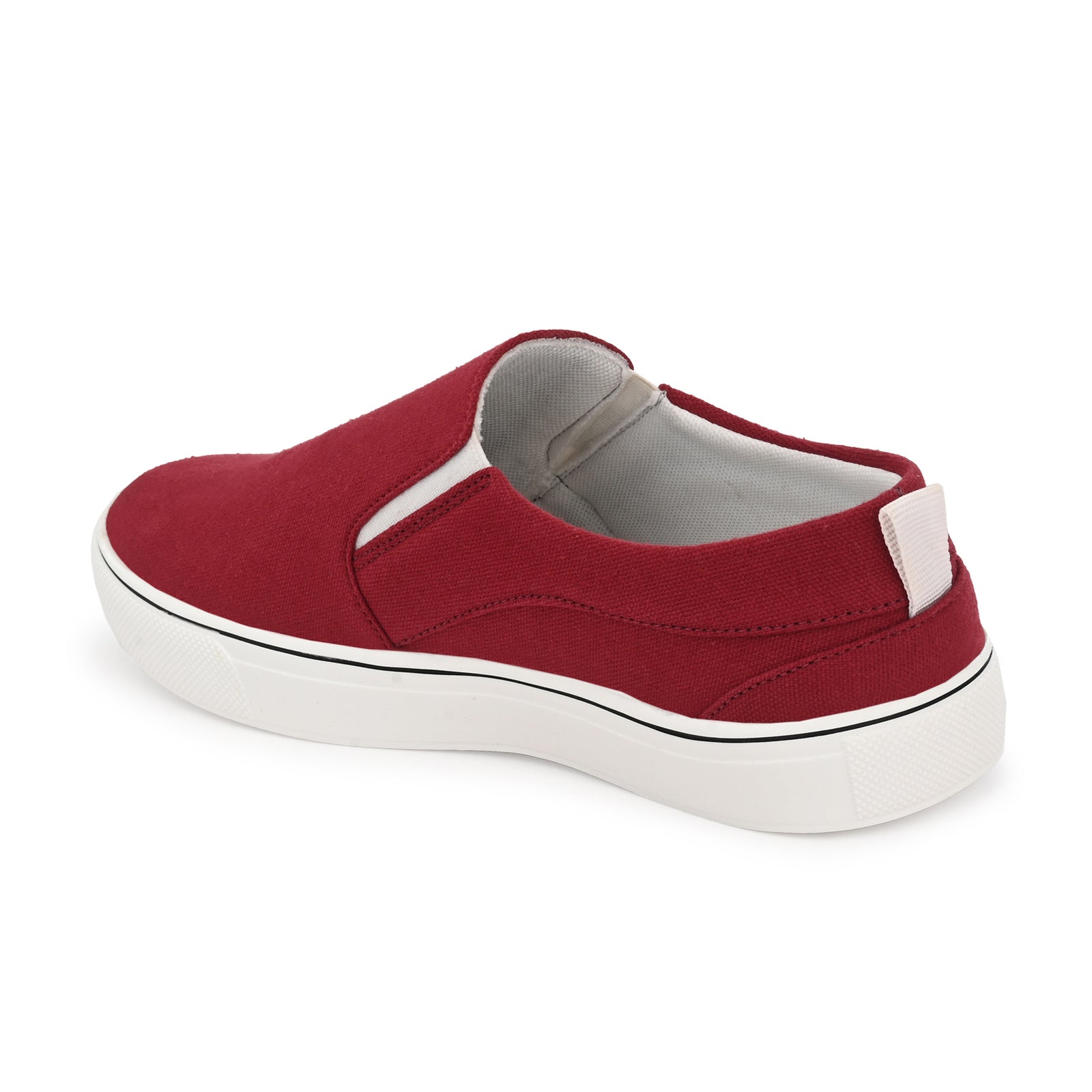 Maroon Solid Fabric Slip On Lifestyle Casual Shoes For Men