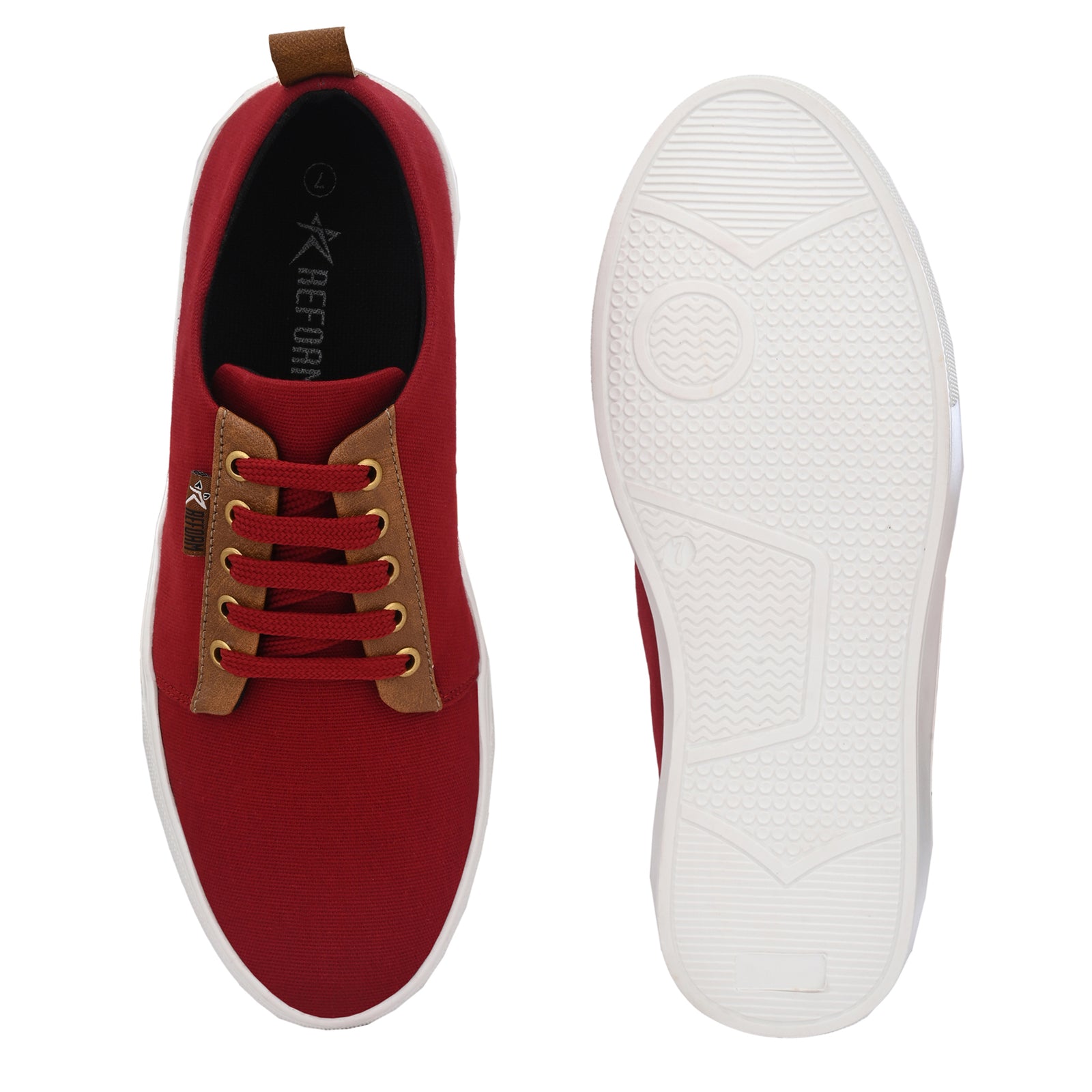 Maroon Solid Fabric Lace Up Lifestyle Casual Shoes For Men