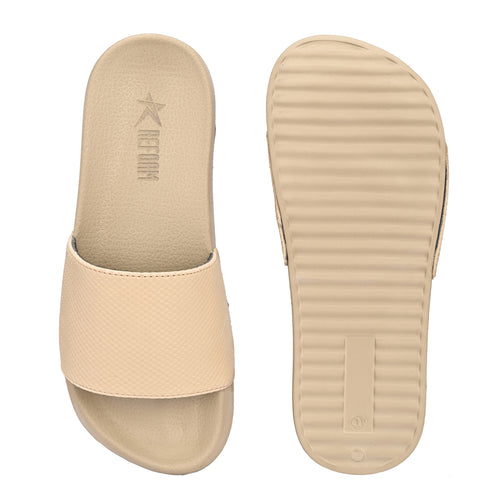 Load image into Gallery viewer, Beige Solid EVA Slip On Casual Slippers For Men
