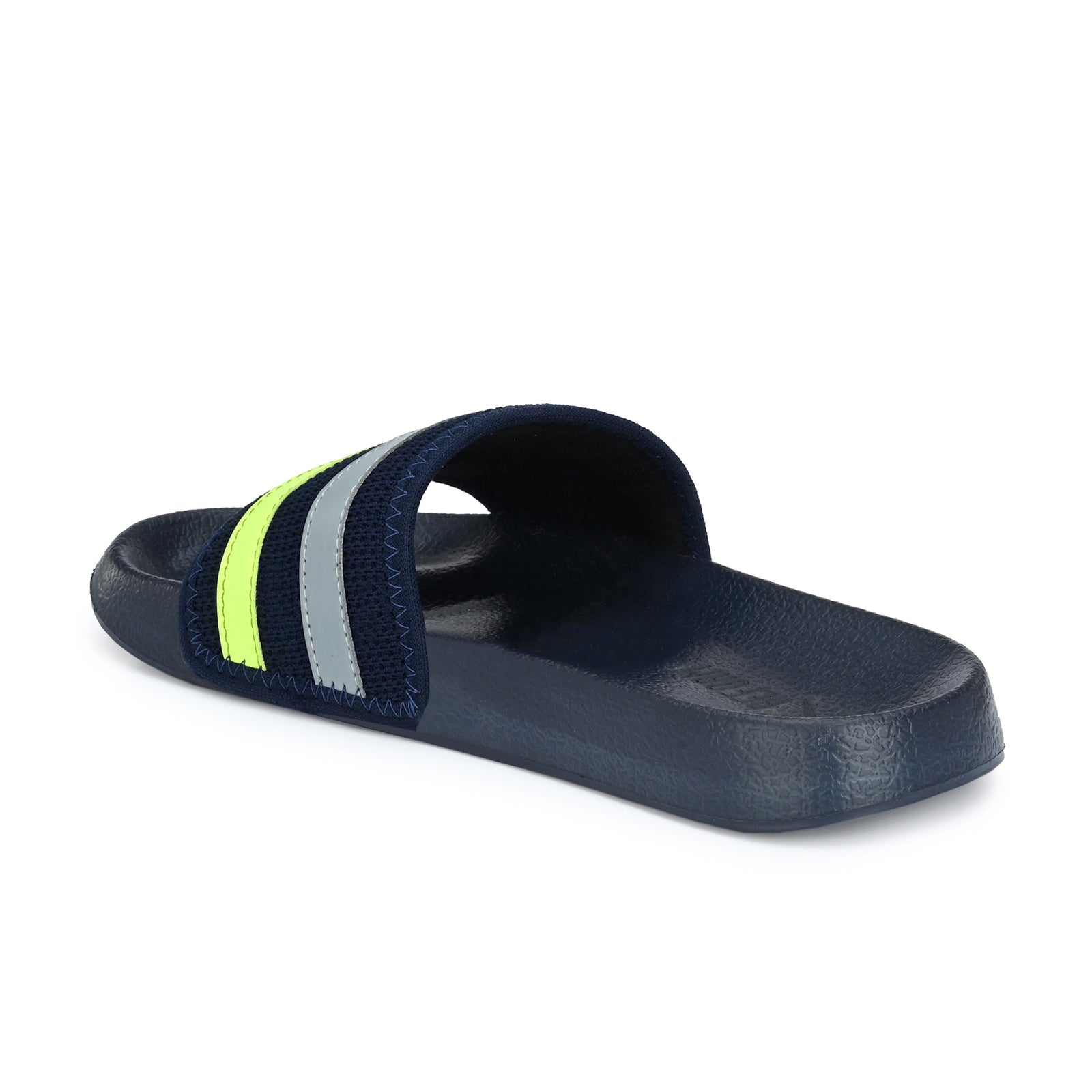 Navy Blue Solid Rubber Slip On Casual Slippers For Men