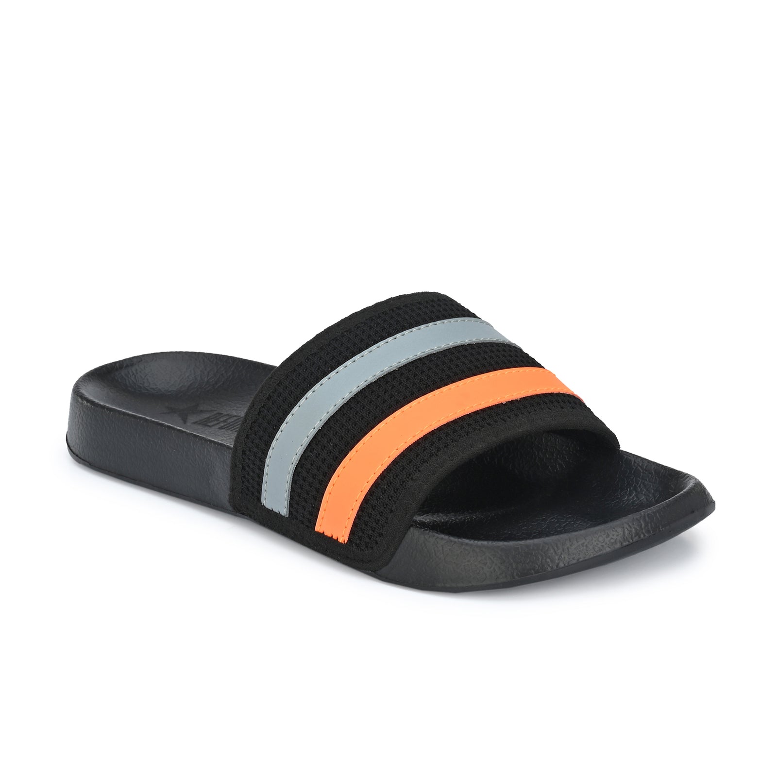 Orange Solid Rubber Slip On Casual Slippers For Men