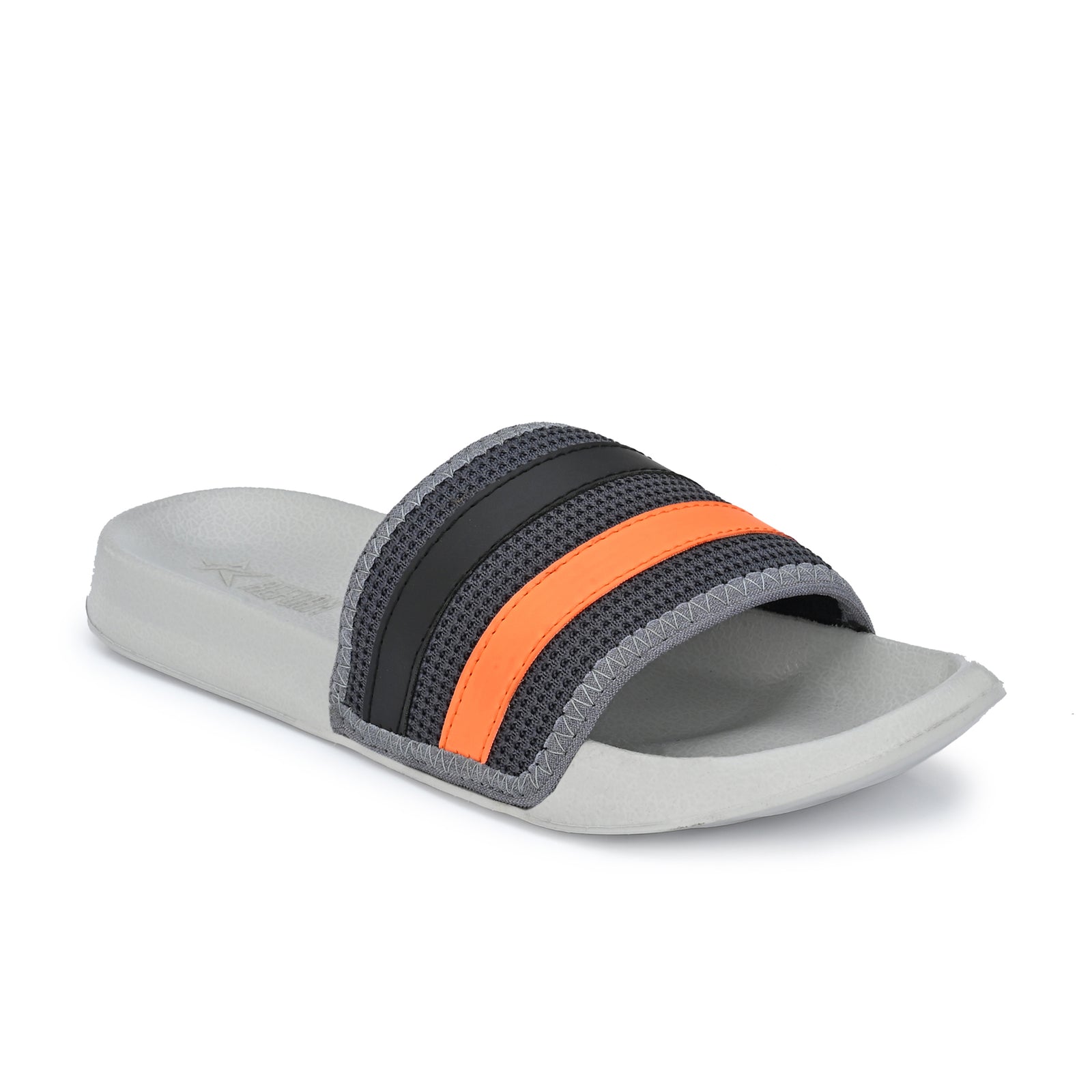 Grey Solid Rubber Slip On Casual Slippers For Men