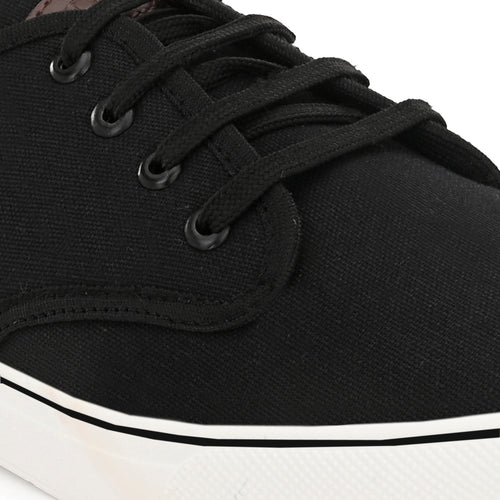 Load image into Gallery viewer, Black Solid Canvas Lace Up Lifestyle Casual Shoes For Men

