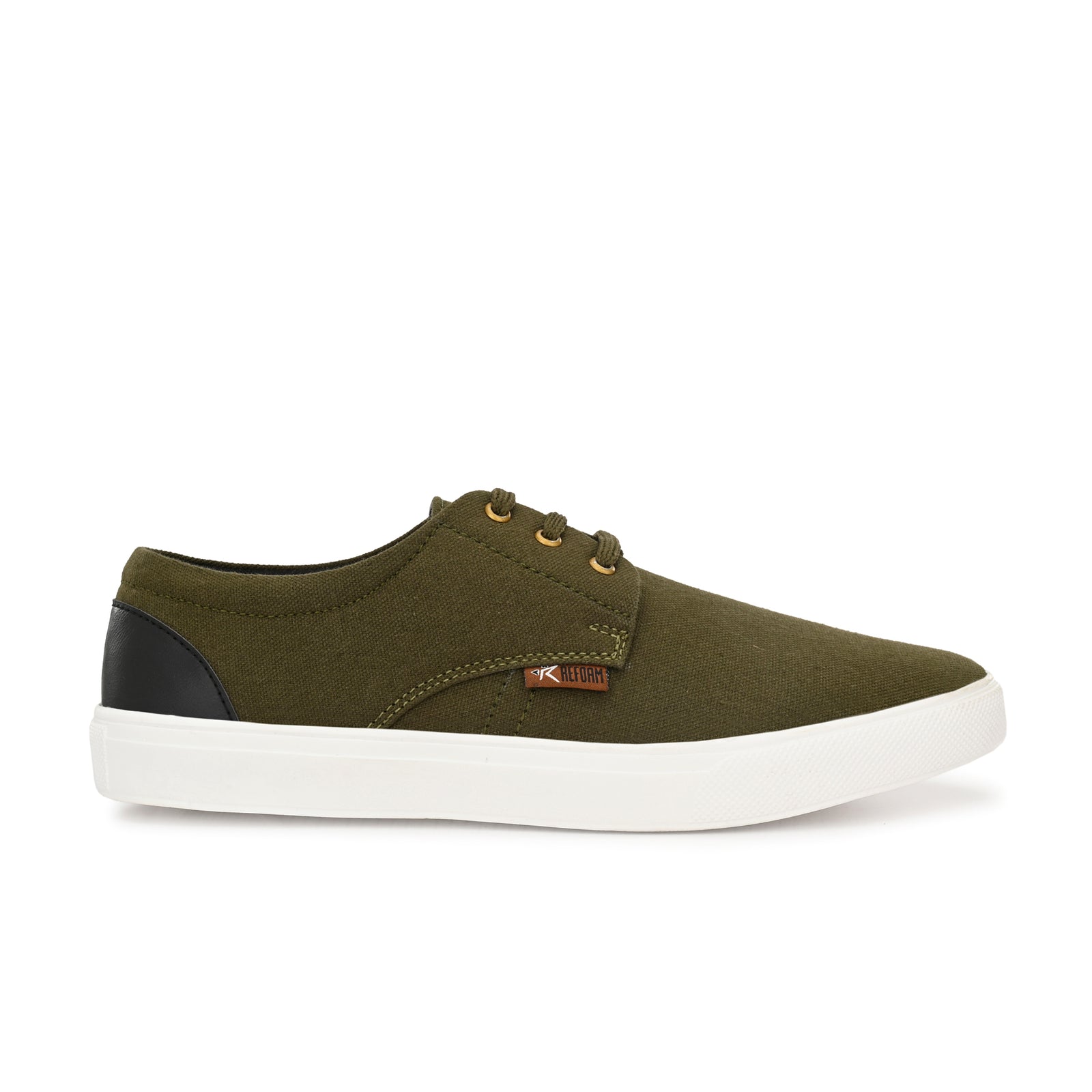 Olive Solid Canvas Lace Up Lifestyle Casual Shoes For Men
