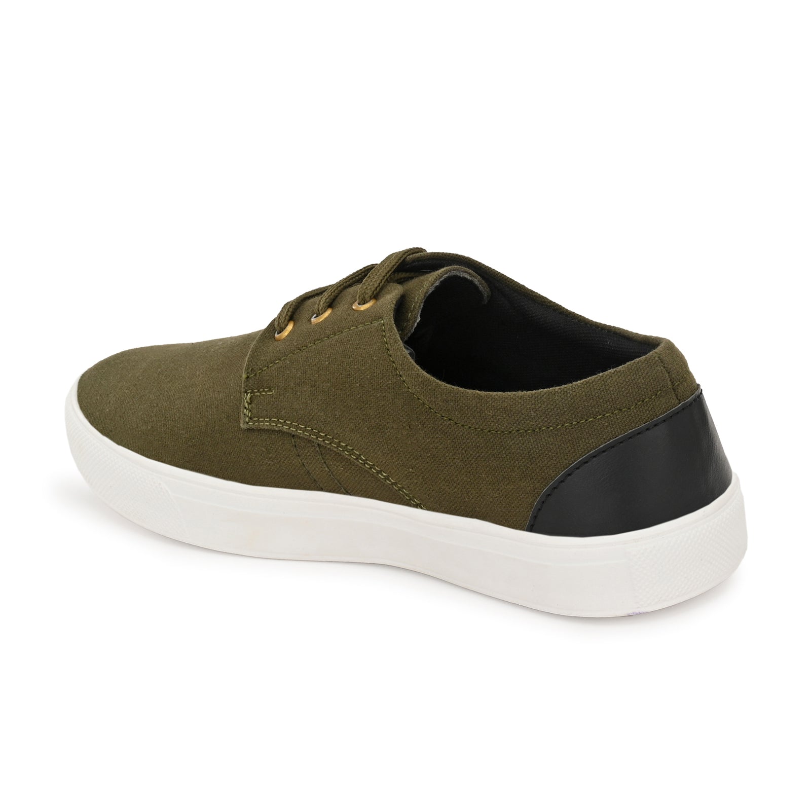 Olive Solid Canvas Lace Up Lifestyle Casual Shoes For Men