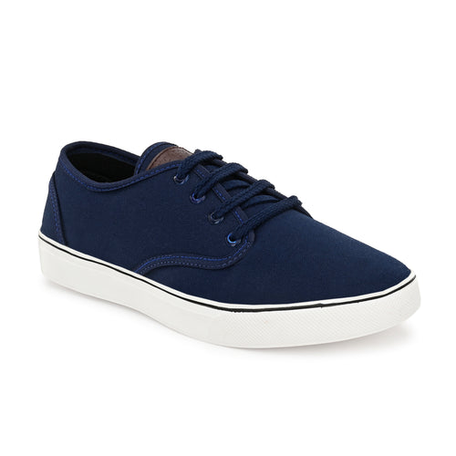 Load image into Gallery viewer, Blue Solid Canvas Lace Up Lifestyle Casual Shoes For Men
